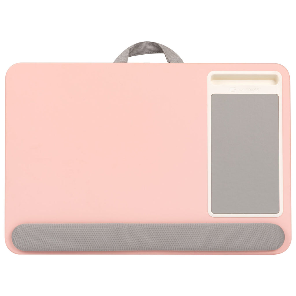 Pink and gray home office pro lap desk on a white background
